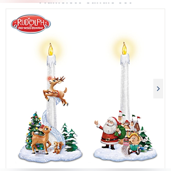 The Bradford Exchange Rudolph Santa's Guiding Light Flameless Candle Set 9" NEW - Picture 1 of 12